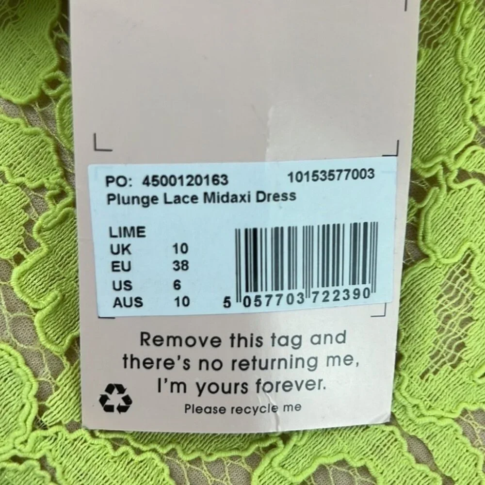 SOLD NWT Misguided Yellow Plunge Lace Midaxi Dress size 6 - Picture 8 of 11